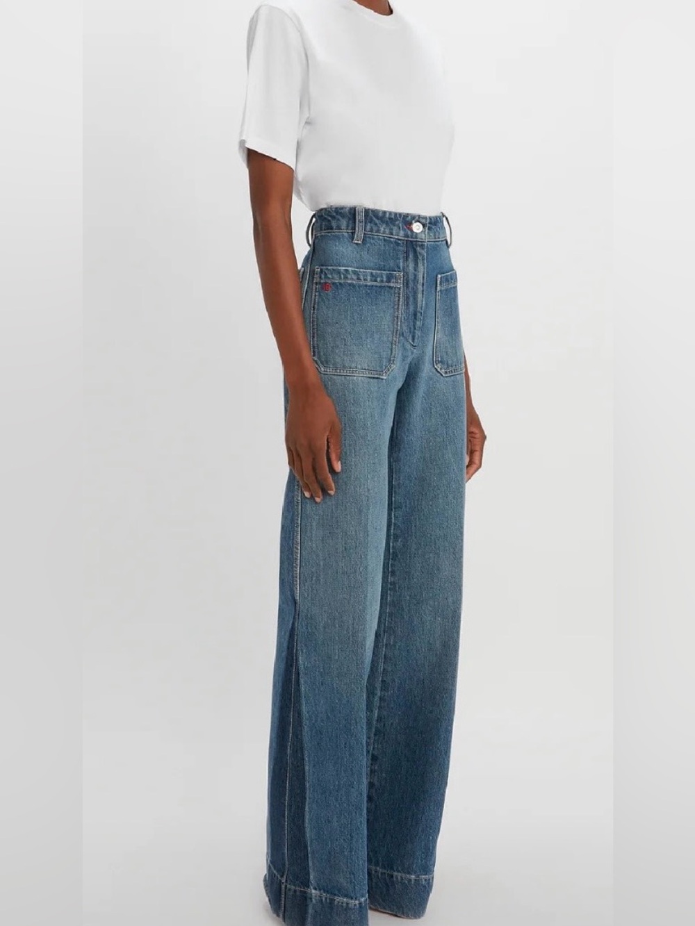 Victoria Beckham Alina High Waisted Jean In Shadow Wash, size 26